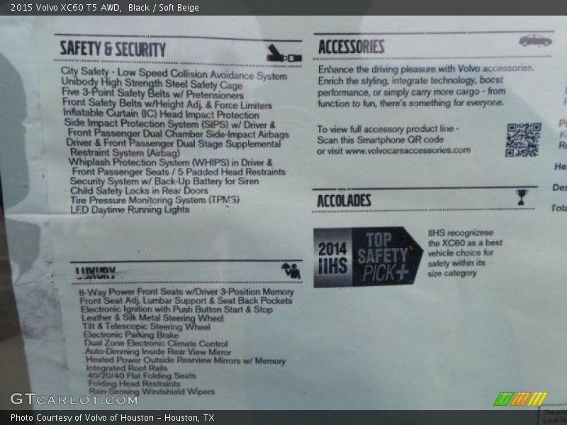 Black / Soft Beige 2015 Volvo XC60 T5 AWD