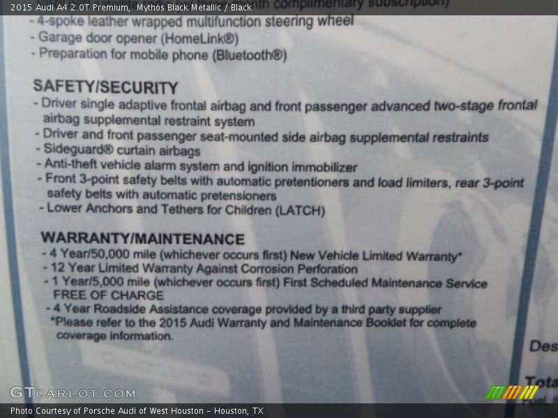 Mythos Black Metallic / Black 2015 Audi A4 2.0T Premium
