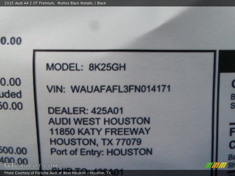 Mythos Black Metallic / Black 2015 Audi A4 2.0T Premium