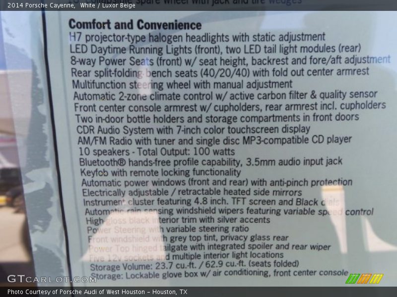 White / Luxor Beige 2014 Porsche Cayenne