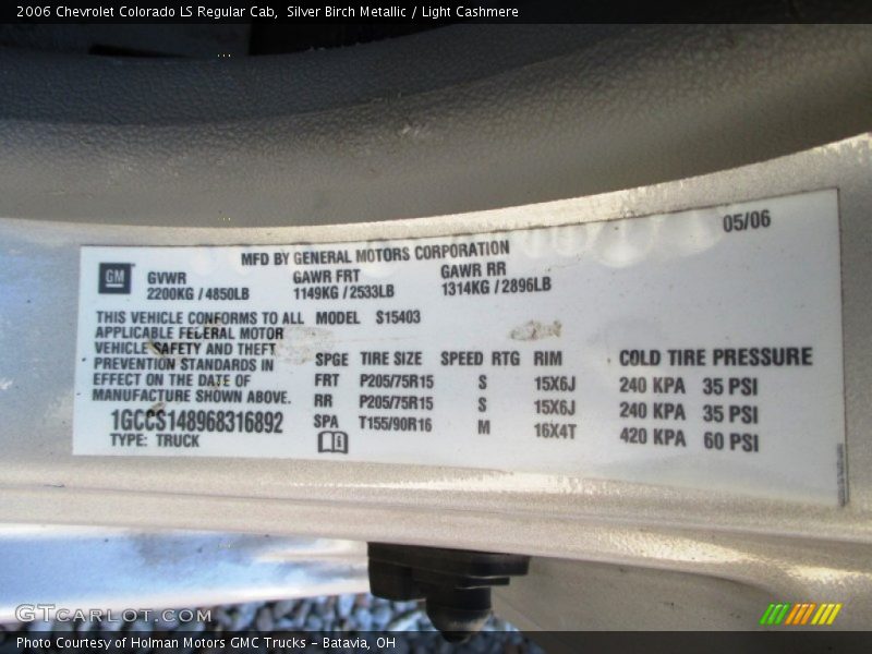 Silver Birch Metallic / Light Cashmere 2006 Chevrolet Colorado LS Regular Cab