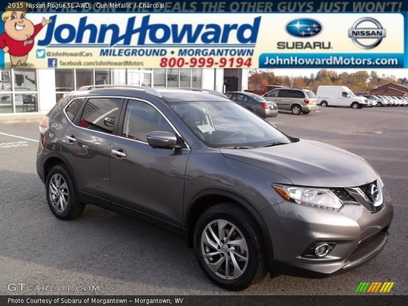 Gun Metallic / Charcoal 2015 Nissan Rogue SL AWD