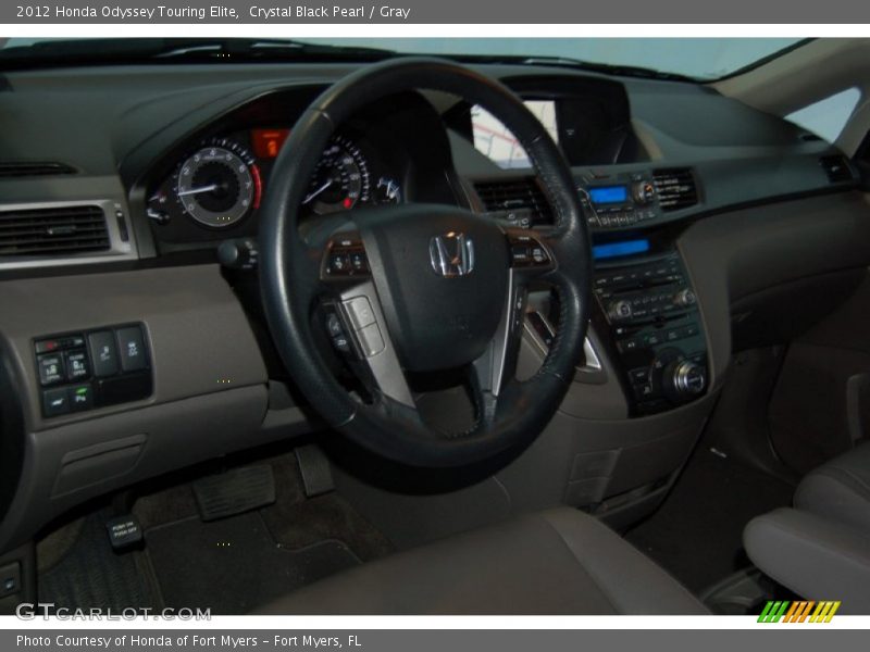 Crystal Black Pearl / Gray 2012 Honda Odyssey Touring Elite