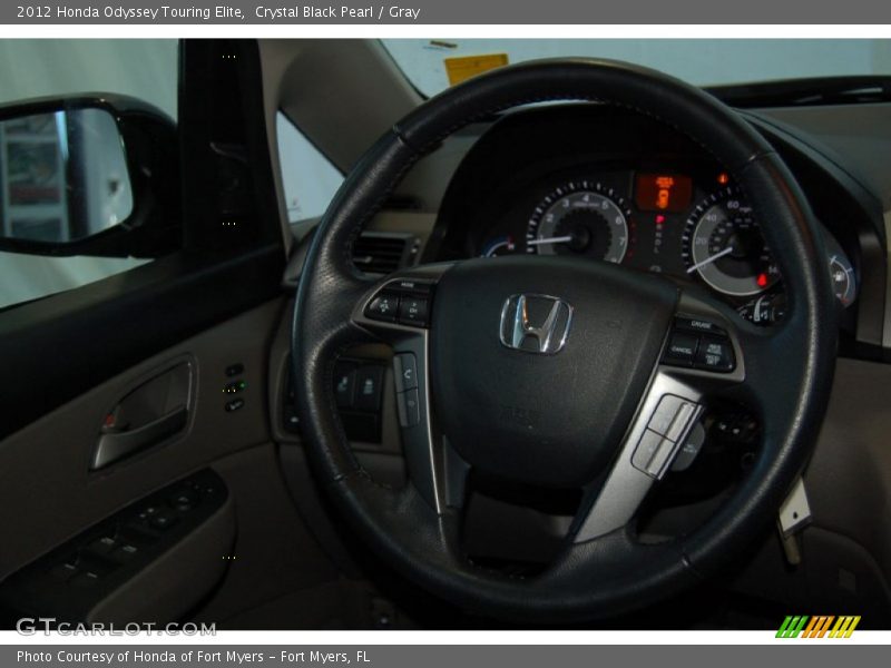 Crystal Black Pearl / Gray 2012 Honda Odyssey Touring Elite