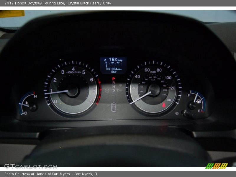 Crystal Black Pearl / Gray 2012 Honda Odyssey Touring Elite