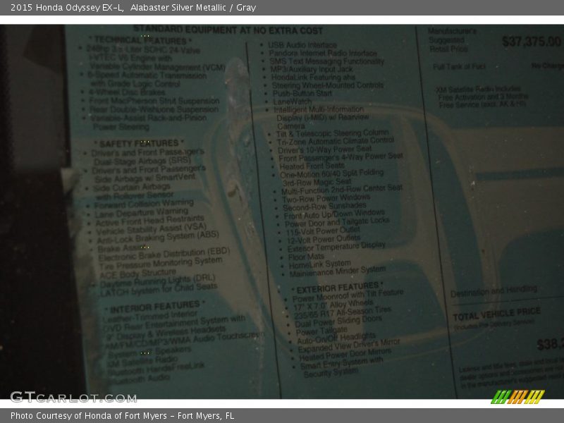 Alabaster Silver Metallic / Gray 2015 Honda Odyssey EX-L