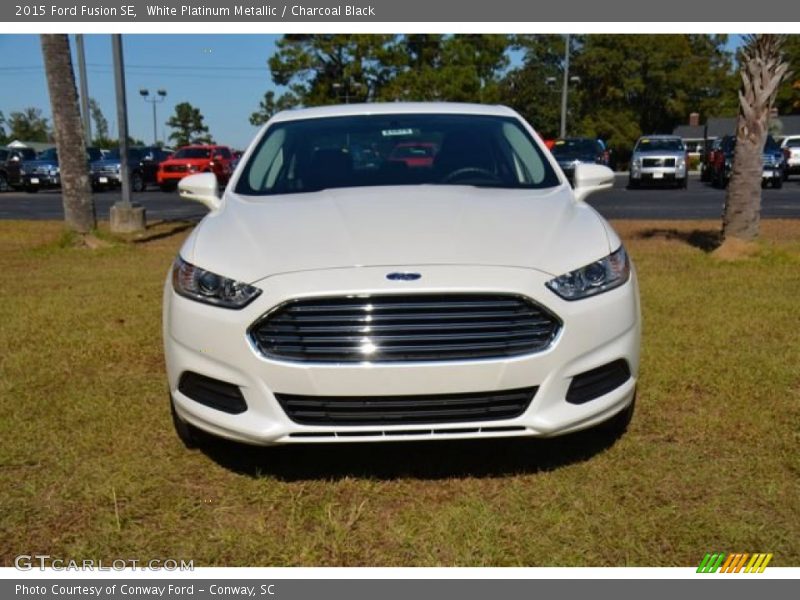 White Platinum Metallic / Charcoal Black 2015 Ford Fusion SE