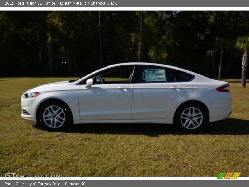 White Platinum Metallic / Charcoal Black 2015 Ford Fusion SE