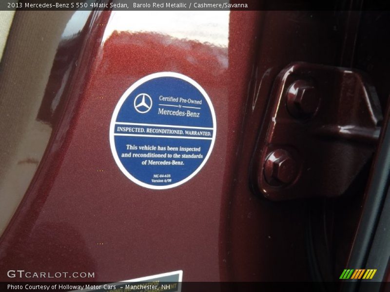 Barolo Red Metallic / Cashmere/Savanna 2013 Mercedes-Benz S 550 4Matic Sedan