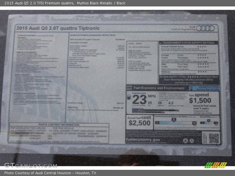 Mythos Black Metallic / Black 2015 Audi Q5 2.0 TFSI Premium quattro