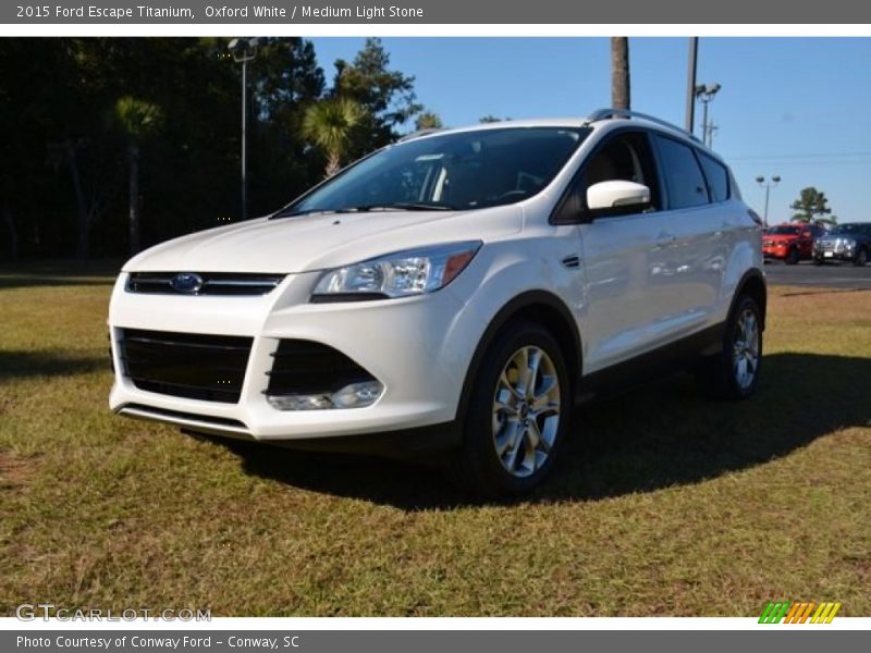 Oxford White / Medium Light Stone 2015 Ford Escape Titanium