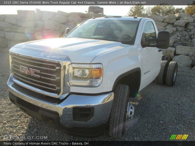 Summit White / Jet Black/Dark Ash 2015 GMC Sierra 3500HD Work Truck Regular Cab 4x4 Chassis
