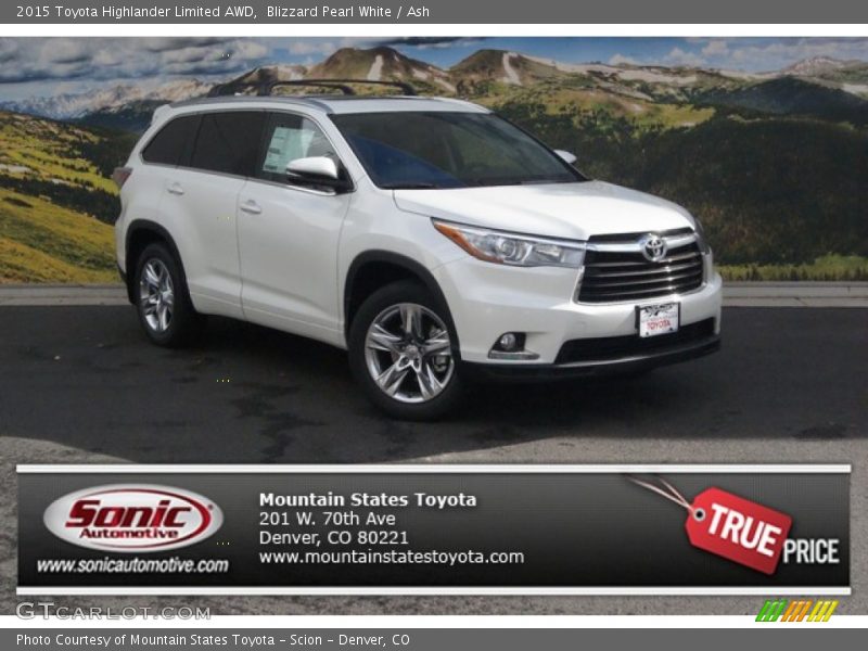 Blizzard Pearl White / Ash 2015 Toyota Highlander Limited AWD