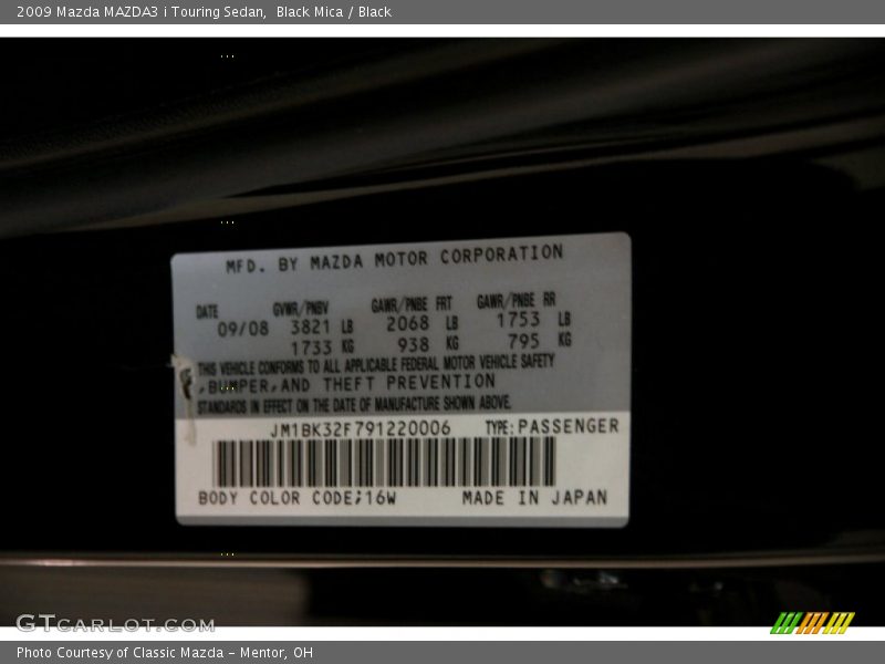 Black Mica / Black 2009 Mazda MAZDA3 i Touring Sedan