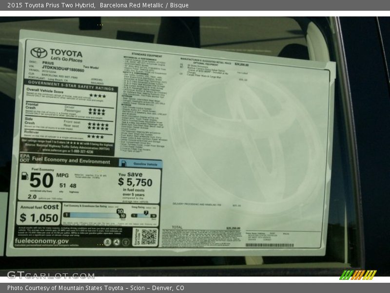 Barcelona Red Metallic / Bisque 2015 Toyota Prius Two Hybrid
