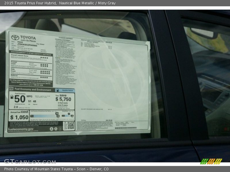 Nautical Blue Metallic / Misty Gray 2015 Toyota Prius Four Hybrid