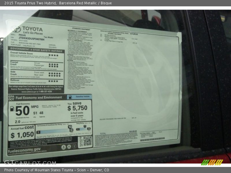 Barcelona Red Metallic / Bisque 2015 Toyota Prius Two Hybrid