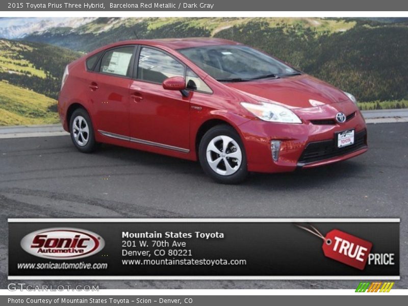 Barcelona Red Metallic / Dark Gray 2015 Toyota Prius Three Hybrid