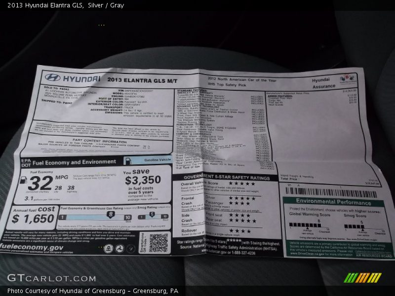 Silver / Gray 2013 Hyundai Elantra GLS