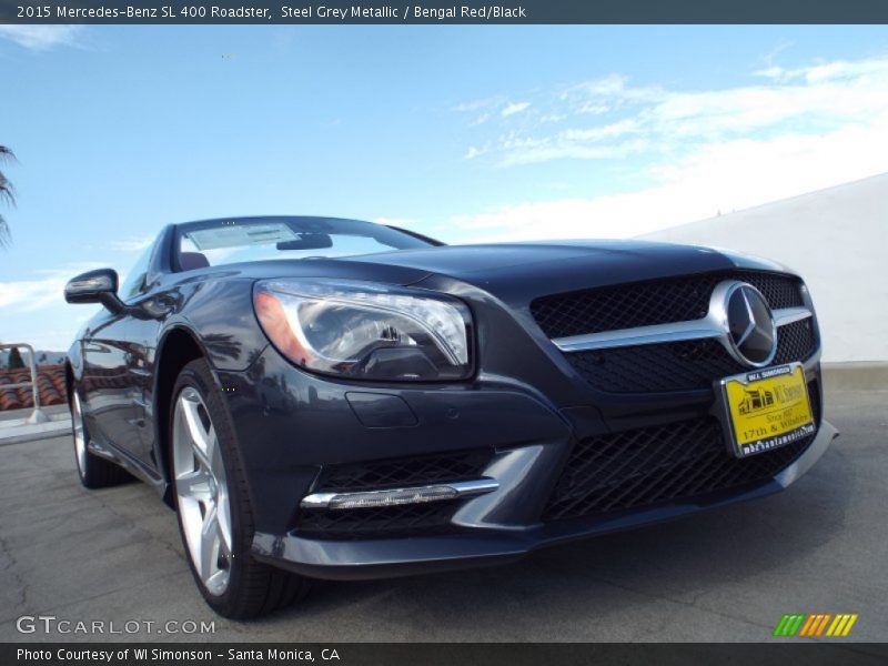 Steel Grey Metallic / Bengal Red/Black 2015 Mercedes-Benz SL 400 Roadster