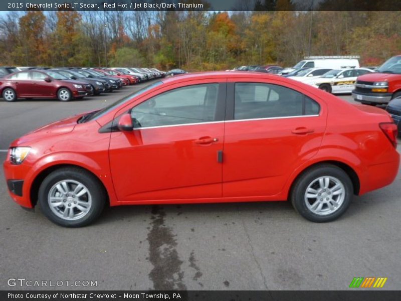 Red Hot / Jet Black/Dark Titanium 2015 Chevrolet Sonic LT Sedan