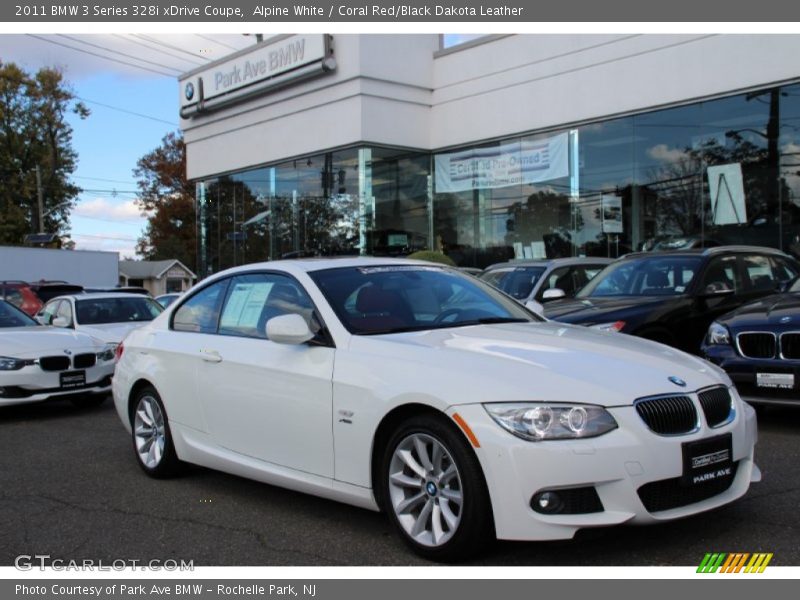 Alpine White / Coral Red/Black Dakota Leather 2011 BMW 3 Series 328i xDrive Coupe