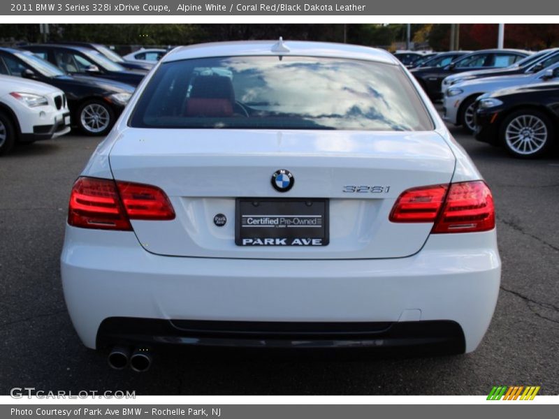 Alpine White / Coral Red/Black Dakota Leather 2011 BMW 3 Series 328i xDrive Coupe