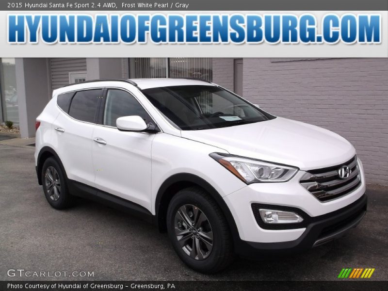 Frost White Pearl / Gray 2015 Hyundai Santa Fe Sport 2.4 AWD