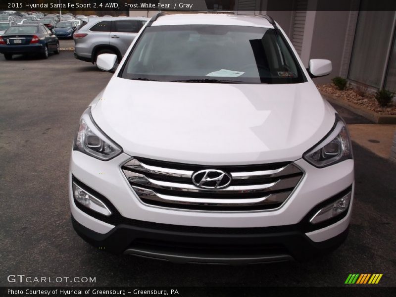 Frost White Pearl / Gray 2015 Hyundai Santa Fe Sport 2.4 AWD
