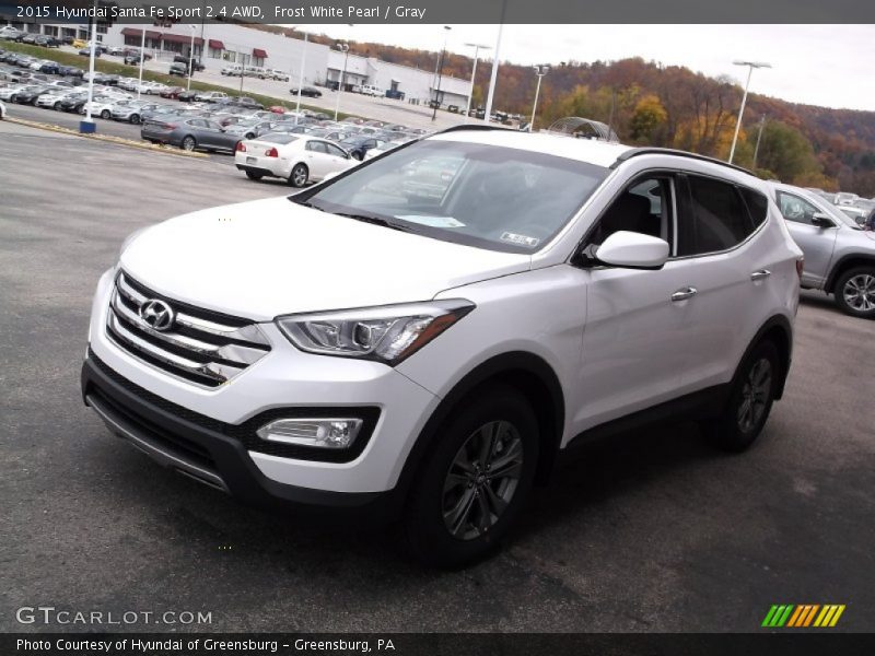 Frost White Pearl / Gray 2015 Hyundai Santa Fe Sport 2.4 AWD