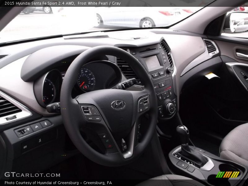 Frost White Pearl / Gray 2015 Hyundai Santa Fe Sport 2.4 AWD