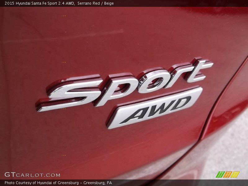 Serrano Red / Beige 2015 Hyundai Santa Fe Sport 2.4 AWD