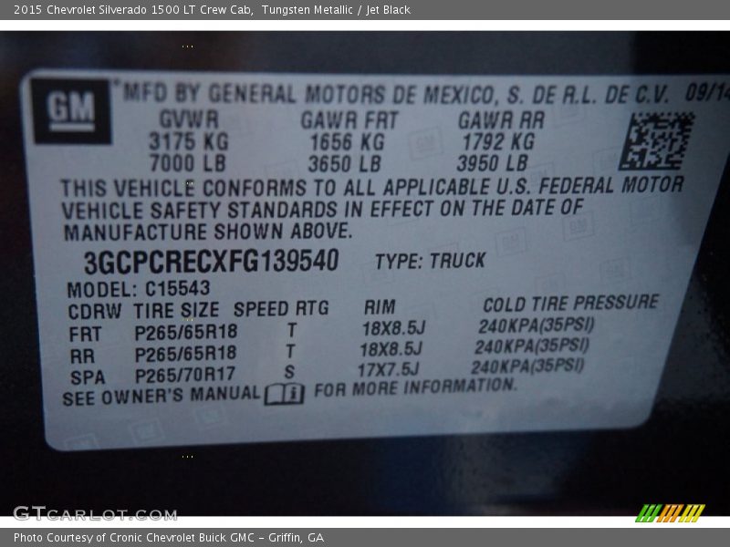Tungsten Metallic / Jet Black 2015 Chevrolet Silverado 1500 LT Crew Cab
