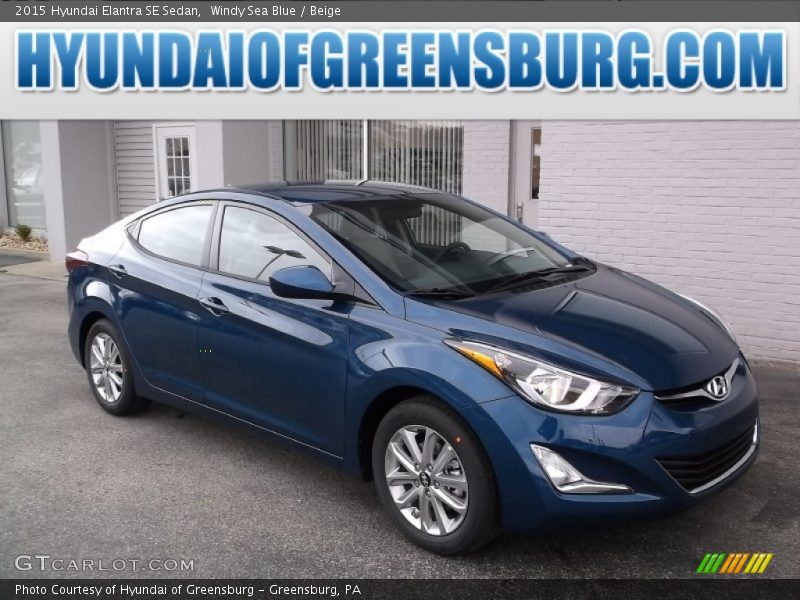 Windy Sea Blue / Beige 2015 Hyundai Elantra SE Sedan