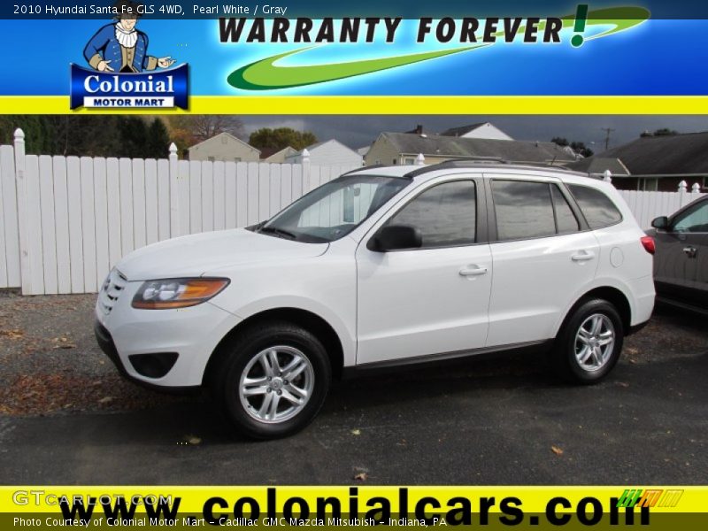 Pearl White / Gray 2010 Hyundai Santa Fe GLS 4WD