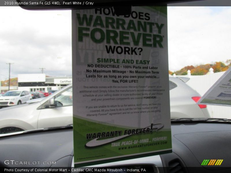 Pearl White / Gray 2010 Hyundai Santa Fe GLS 4WD