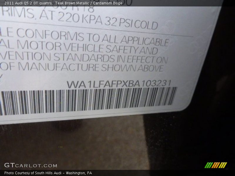 Teak Brown Metallic / Cardamom Beige 2011 Audi Q5 2.0T quattro