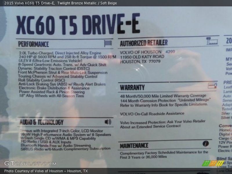 Twilight Bronze Metallic / Soft Beige 2015 Volvo XC60 T5 Drive-E
