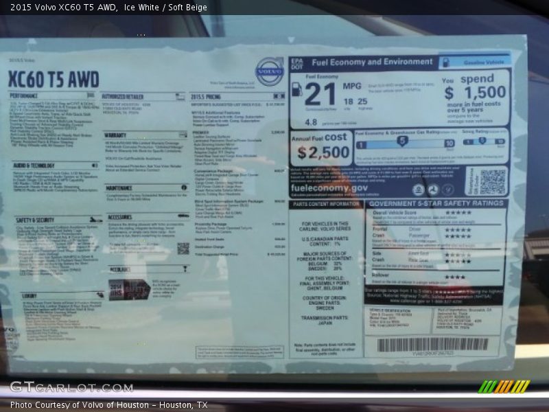 Ice White / Soft Beige 2015 Volvo XC60 T5 AWD