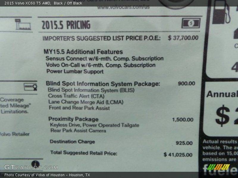 Black / Off Black 2015 Volvo XC60 T5 AWD