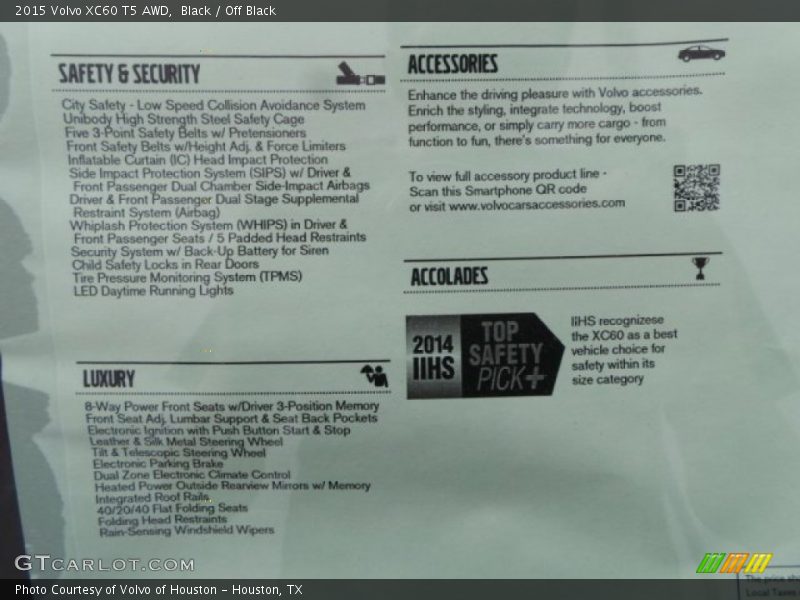 Black / Off Black 2015 Volvo XC60 T5 AWD