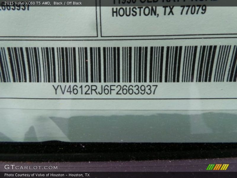 Black / Off Black 2015 Volvo XC60 T5 AWD