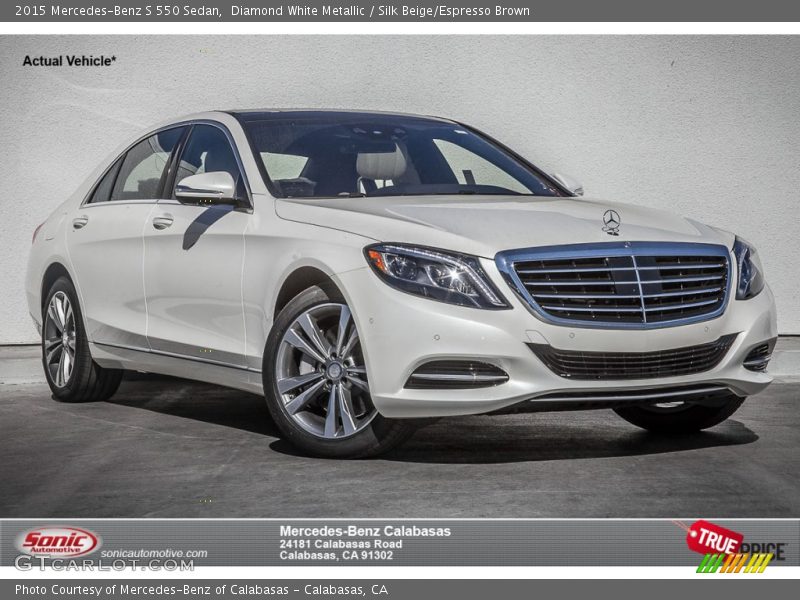 Diamond White Metallic / Silk Beige/Espresso Brown 2015 Mercedes-Benz S 550 Sedan
