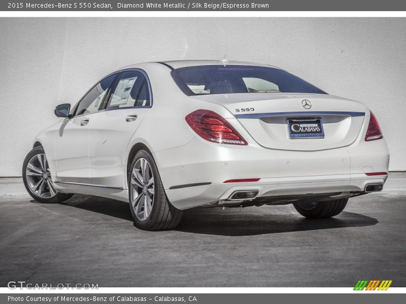 Diamond White Metallic / Silk Beige/Espresso Brown 2015 Mercedes-Benz S 550 Sedan