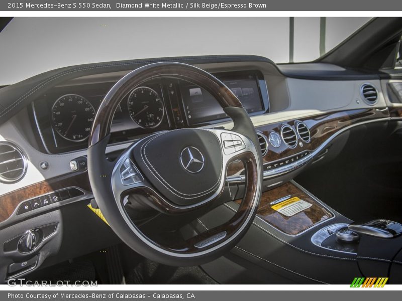 Diamond White Metallic / Silk Beige/Espresso Brown 2015 Mercedes-Benz S 550 Sedan