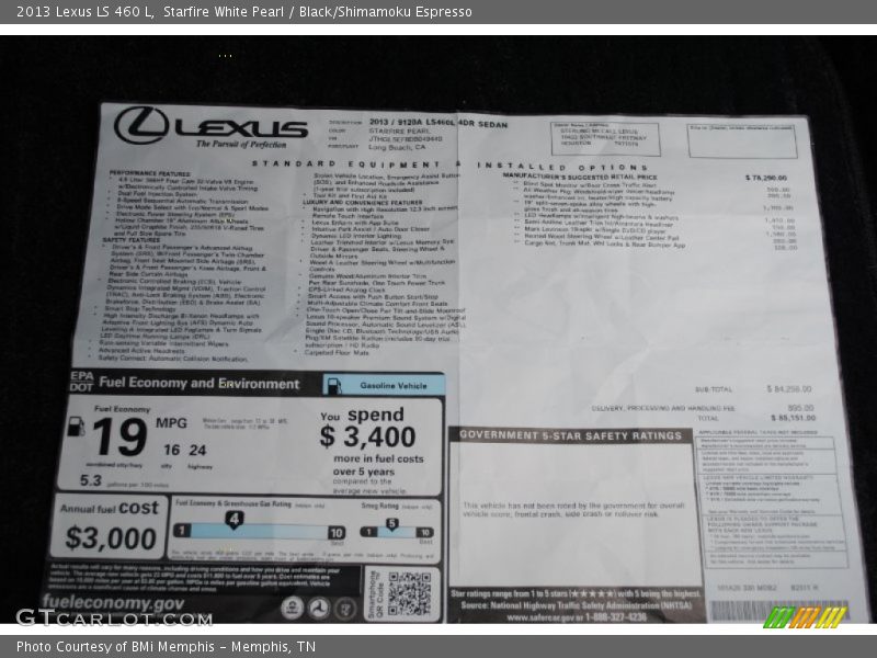 Starfire White Pearl / Black/Shimamoku Espresso 2013 Lexus LS 460 L