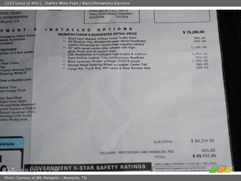 Starfire White Pearl / Black/Shimamoku Espresso 2013 Lexus LS 460 L