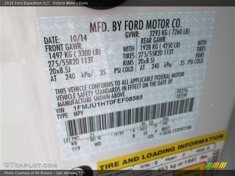 Oxford White / Dune 2015 Ford Expedition XLT