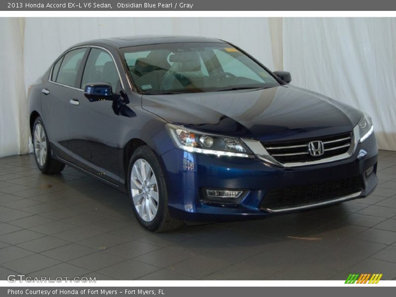 Obsidian Blue Pearl / Gray 2013 Honda Accord EX-L V6 Sedan