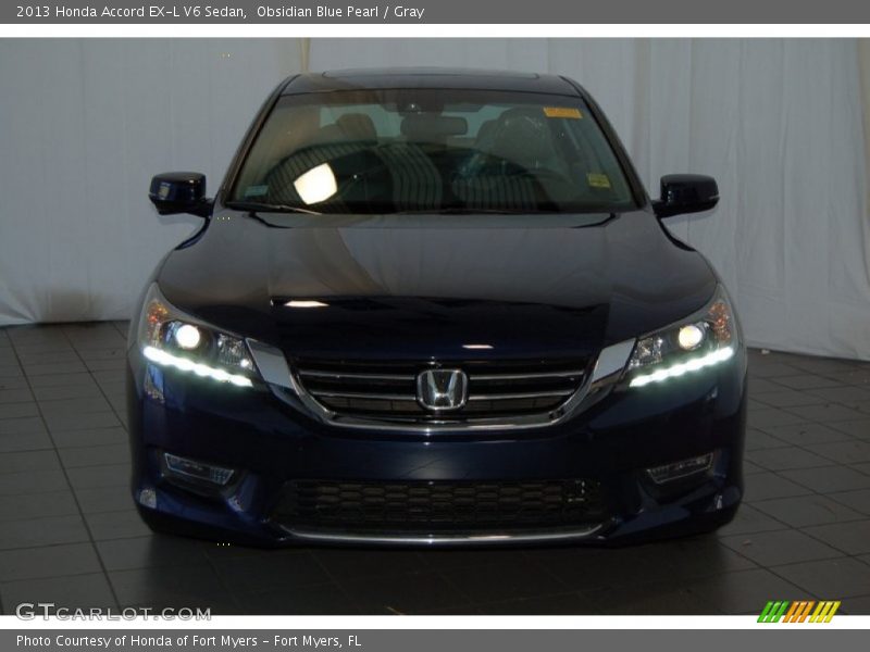Obsidian Blue Pearl / Gray 2013 Honda Accord EX-L V6 Sedan